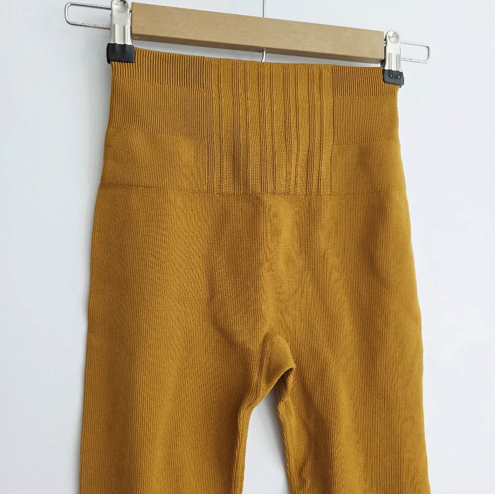 Lolë Sweat Tech Pecan Color Rib Athletic Leggings Women's Size XS